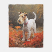 Wirefox Terrier in Herfst laat Herfst Inspire Fleece Deken (Voorkant)