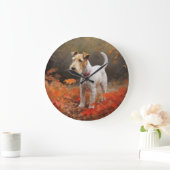 Wirefox Terrier in Herfst laat Herfst Inspire Grote Klok (Huis)