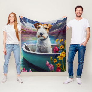 Wirefox Terrier op een peddel: Een Schilderachtig  Fleece Deken