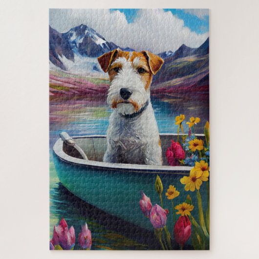 Wirefox Terrier op een peddel: Een Schilderachtig Legpuzzel (Verticaal)