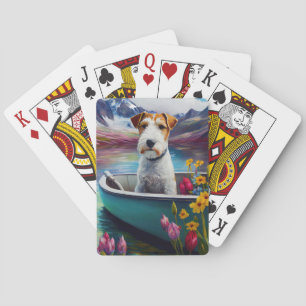 Wirefox Terrier op een peddel: Een Schilderachtig  Pokerkaarten