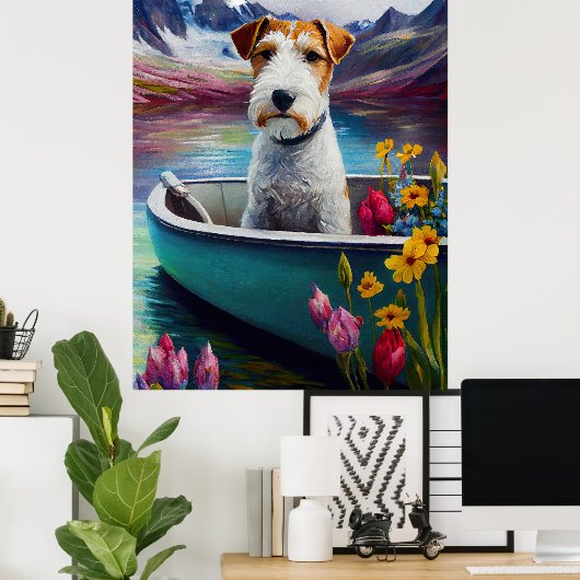 Wirefox Terrier op een peddel: Een Schilderachtig Poster (Thuiskantoor)