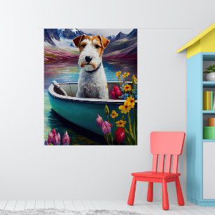 Wirefox Terrier op een peddel: Een Schilderachtig Poster