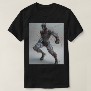 Wireframe Superhero: Anime Style T-Shirt Design