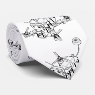 Wireframe tekening van een Quadcopterdrone Stropdas