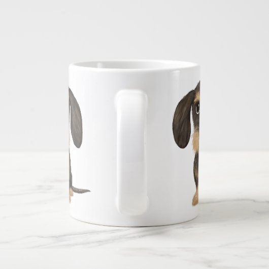 Wirehaered Dachshund | Cute Cartoon Dog Teckel Extra Grote Beker (Achterkant)