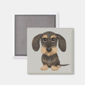 Wirehaered Dachshund | Cute Cartoon Dog Teckel Magneet (Voorkant / Achterkant)