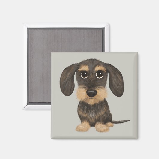 Wirehaered Dachshund | Cute Cartoon Dog Teckel Magneet (Voorkant / Achterkant)