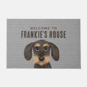 Wirehaered Dachshund Dog | Douane Cute Teckel Deurmat (Voorkant)