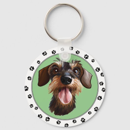 Wirehaered Dachshund Sleutelhanger (Voorkant)