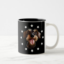 Wirehaered Dachshund Stars Bekijk tweetone koffie Tweekleurige Koffiemok