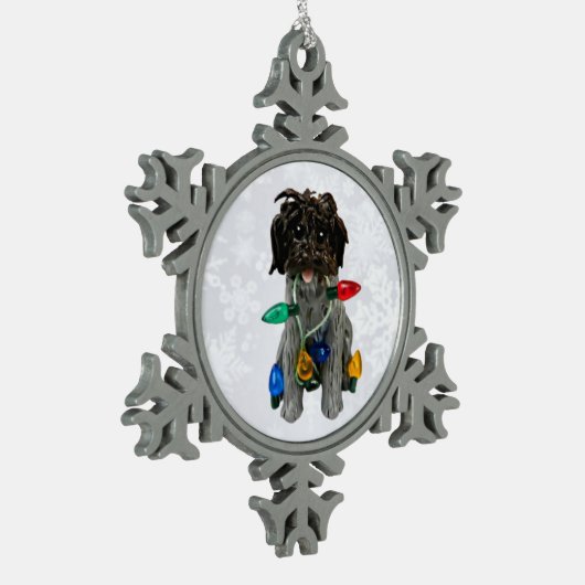 Wirehaered Pointing Griffon Dog kerstversiering Tin Sneeuwvlok Ornament (Links)