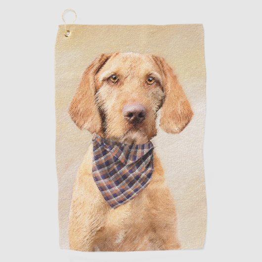 Wirehaered Vizsla-schildering - Cute Original Dog Golfhanddoek (Voorkant)