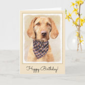 Wirehaered Vizsla-schildering - Cute Original Dog Kaart (Gele Bloem)