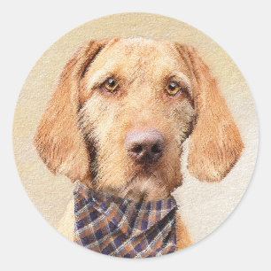 Wirehaered Vizsla-schildering - Cute Original Dog  Ronde Sticker
