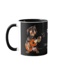 Wirehair Dachshund die Acoustic Guitar speelt