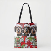 Wirehair Dachshund Kerst Canvas tas (Voorkant)