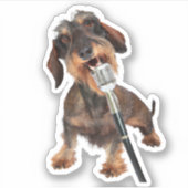 Wirehair Dachshund Singing Sticker (Voorkant)