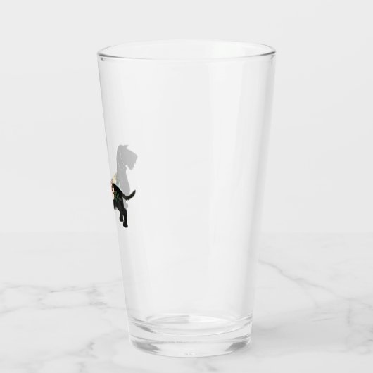 Wirehaire Dachshund Bohemian Floral Silhouette Glas (Links)