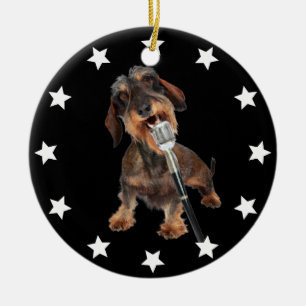 Wirehaire Dachshund Singer Keramisch Ornament