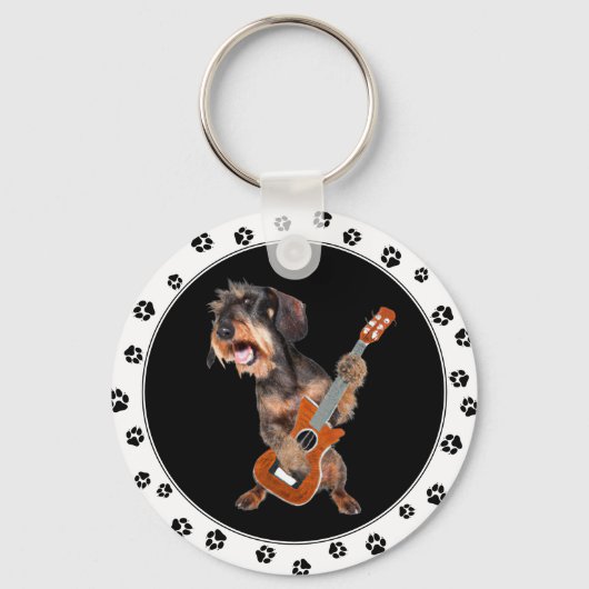 Wirehaire Dachshund-Sleutelhanger voor het afspele Sleutelhanger (Voorkant)