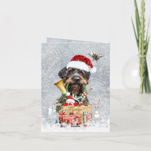 Wirehaire Pointer, Dog Kerstmis Notitiekaartje (Achterkant)