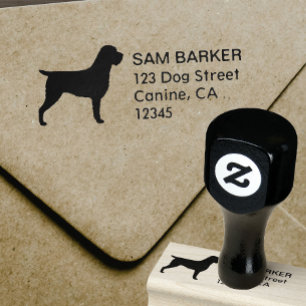 Wirehaired aanwijzend Griffon hond retour adres Rubberstempel