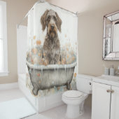 Wirehaired aanwijzend Griffon in badkuip Waterverf Douchegordijn (In situ)