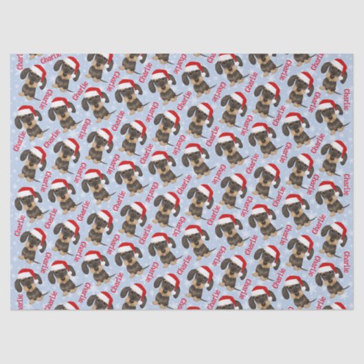 Wirehaired Dachshund Christmas Custom Name Dog Tissuepapier (Voorkant)