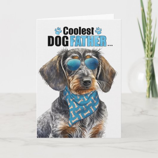 Wirehaired Dachshund Coolest Dad Ever Vaderdag Feestdagen Kaart (Voorkant)