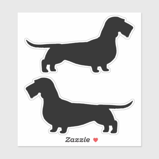 Wirehaired Dachshund Dog Silhouettes Sticker Set (Vel)