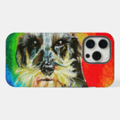 Wirehaired Dachshund Pastel Portret iPhone Hoesje (Achterkant horizontaal)