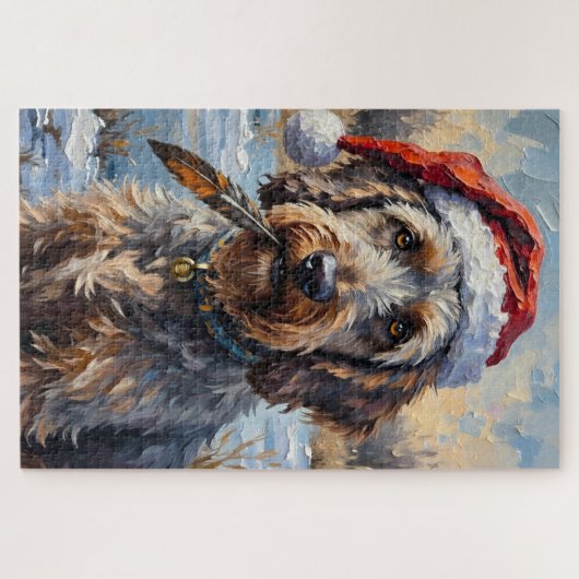 Wirehaired Griffon Rustic Winter Hunt Hat Legpuzzel (Horizontaal)