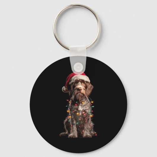 Wirehaired Inting Griffon Christmas Graphics Dog L Sleutelhanger (Voorkant)