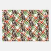 Wirehaired Pointer Christmas Dog Red Green Plaid Inpakpapier Vel (Voorkant 2)