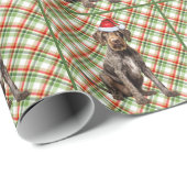 Wirehaired Pointer Dog Holiday Plaid Christmas Cadeaupapier (Rol Hoek)