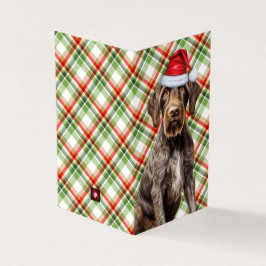 Wirehaired Pointer Dog Holiday Red Plaid Kerstmis Kaart