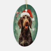 Wirehaired Pointer Kerstborstel schilderen artwor Keramisch Ornament (Rechts)