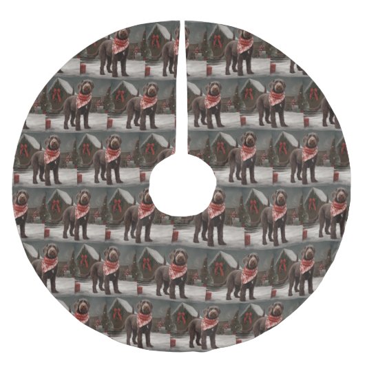 Wirehaired Pointing Dog in Sneeuw Kerstmis Kerstboom Rok (Voorkant)