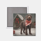 Wirehaired Pointing Dog in Sneeuw Kerstmis Magneet (Voorkant / Achterkant)