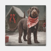 Wirehaired Pointing Dog in Sneeuw Kerstmis Magneet (Voorkant)