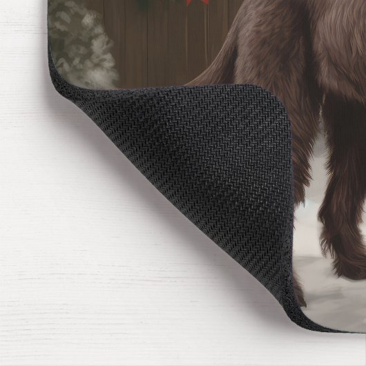 Wirehaired Pointing Dog in Sneeuw Kerstmis Muismat (Hoek)