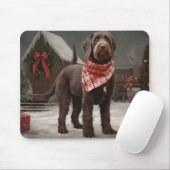 Wirehaired Pointing Dog in Sneeuw Kerstmis Muismat (Met muis)