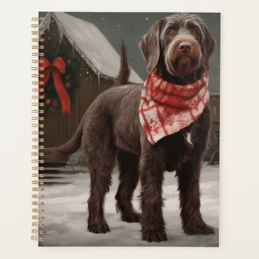 Wirehaired Pointing Dog in Sneeuw Kerstmis Planner (Voorkant)