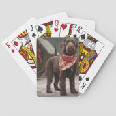 Wirehaired Pointing Dog in Sneeuw Kerstmis Pokerkaarten (Achterkant)