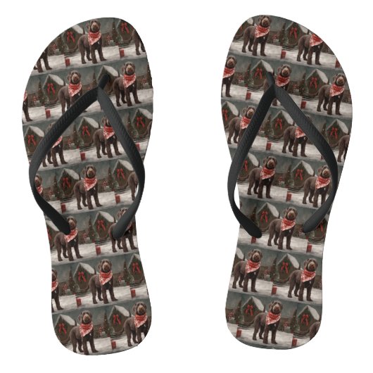 Wirehaired Pointing Dog in Sneeuw Kerstmis Teenslippers (Voetbed)