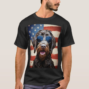 Wirehaired Pointing Griffon 4th Juli Amerikaanse v T-shirt