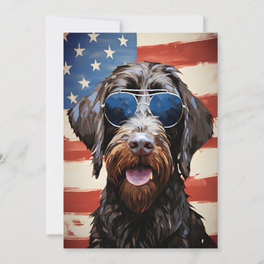 Wirehaired Pointing Griffon 4th of July Independen Feestdagenkaart (Voorkant)