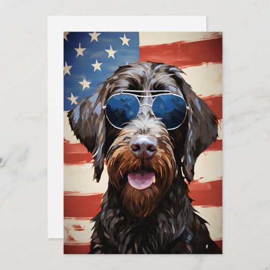 Wirehaired Pointing Griffon 4th of July Independen Feestdagenkaart (Voorkant / Achterkant)