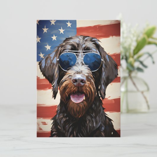 Wirehaired Pointing Griffon 4th of July Independen Feestdagenkaart (Staand voorkant)